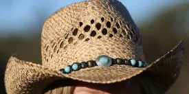 Outback Survival Gear Straw Hat Newcastle Country Turquise stones SNEWSP
