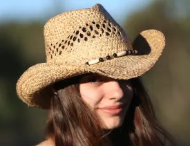 Outback Survival Gear Straw-Tamworth-Hat Black Pearl Headband STAMPS
