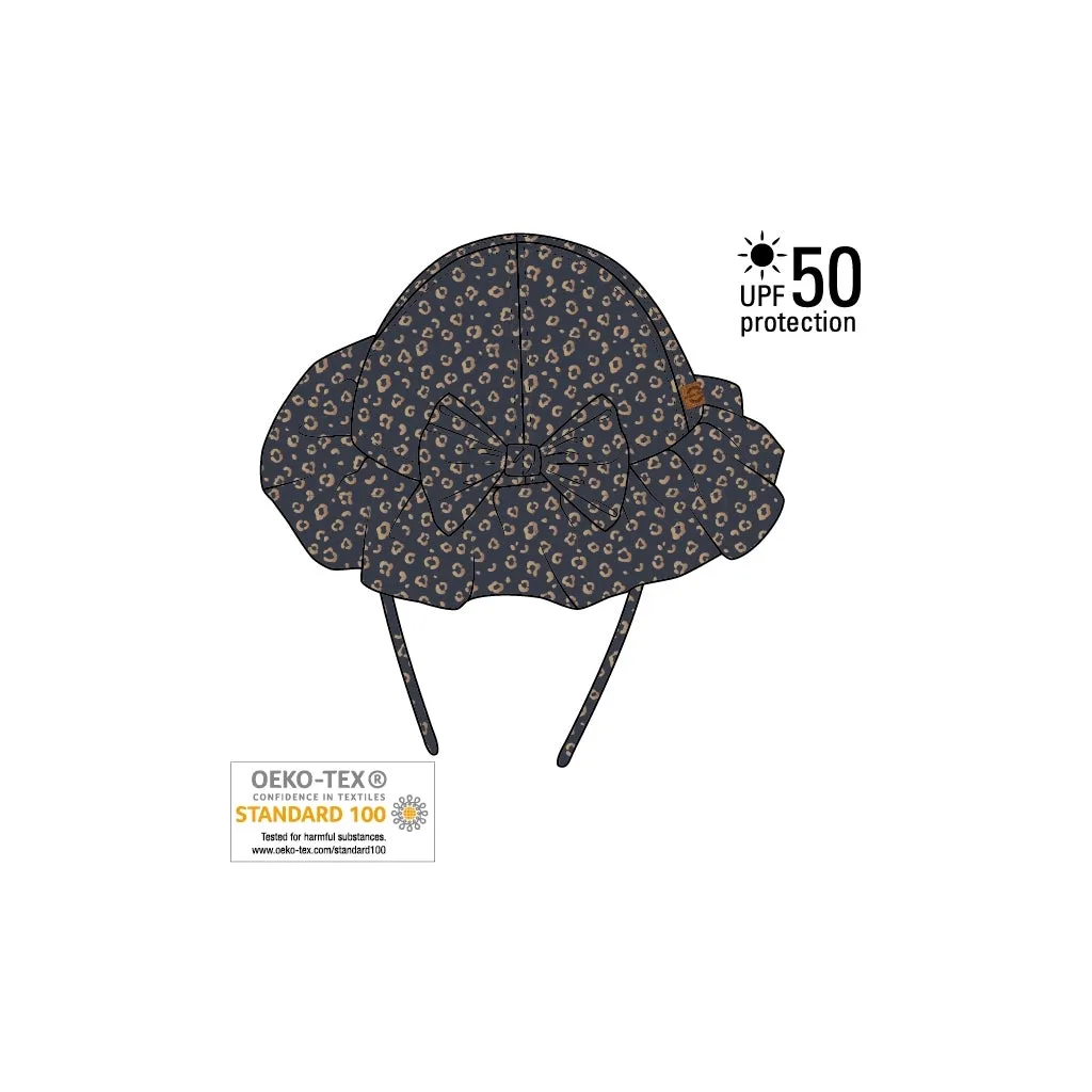 Summer Hat UPF50  w. Bow and Print - Blue Nights