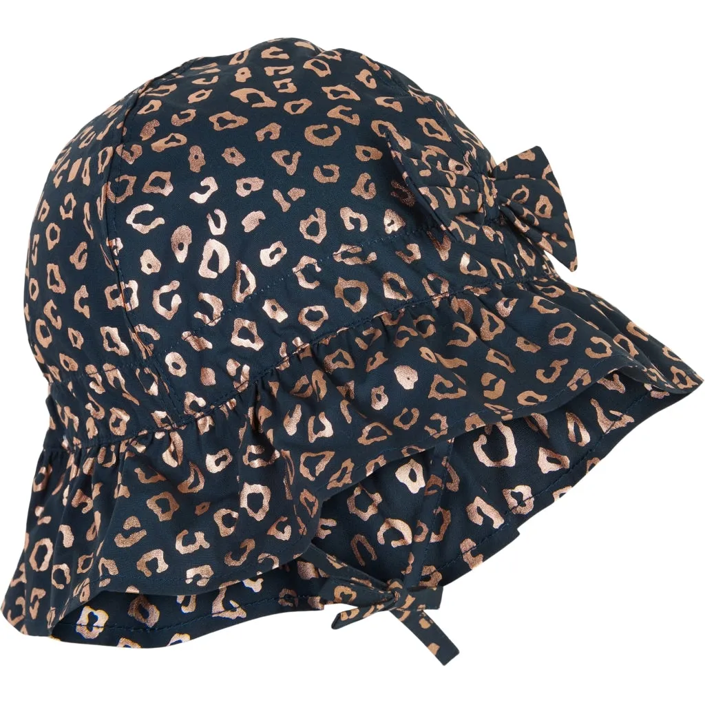 Summer Hat UPF50  w. Bow and Print - Blue Nights
