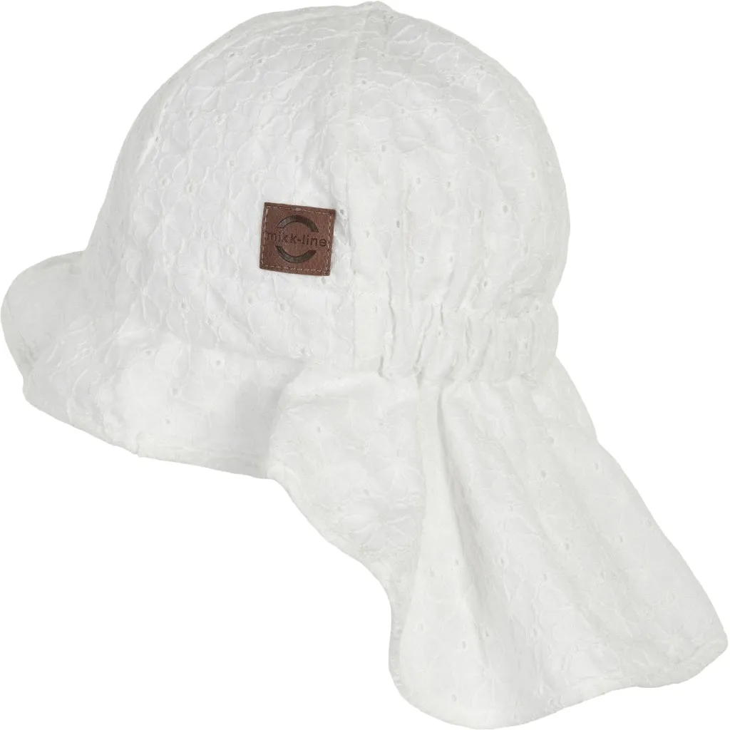 Summerhat Long Neck UPF50  w. Embroidery - White